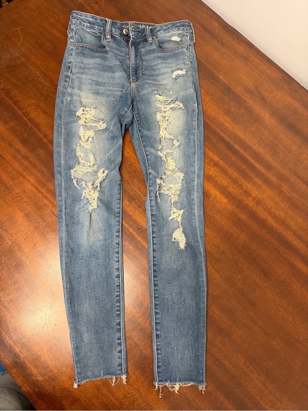 American Eagle Outfitters Distressed Light Blue Skinny Jeans
